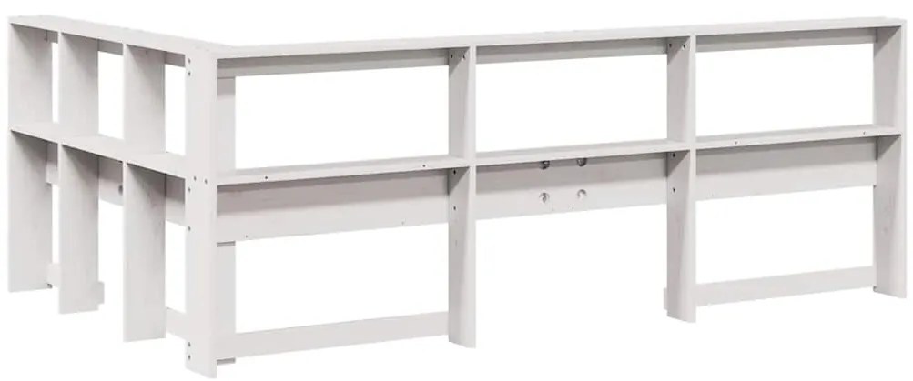 Estante cabeceira forma de L 120 cm madeira pinho maciça branco