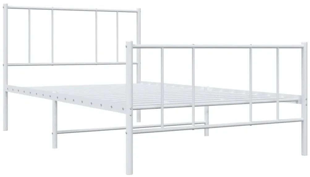 Estrutura de cama com cabeceira e pés 75x190 cm metal branco