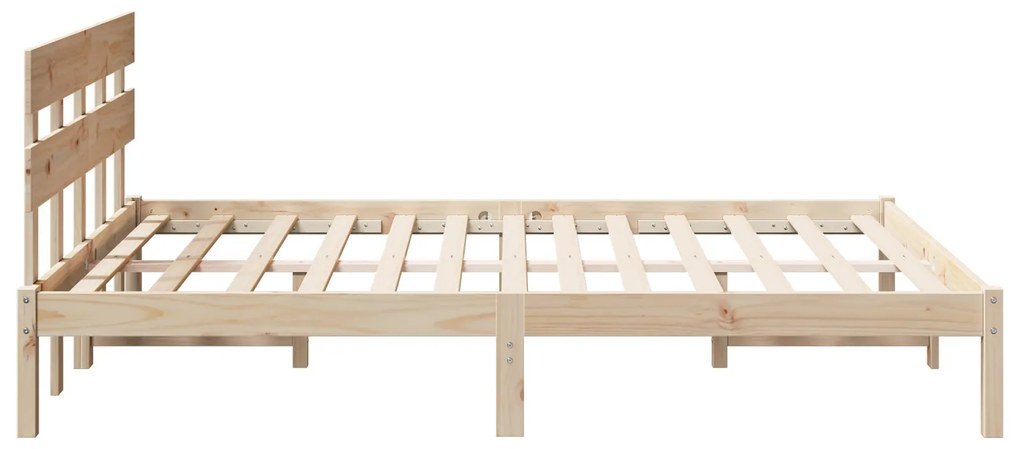 Estrado de Cama com Cabeceira 160x200 cm Madeira Sólida Pinho