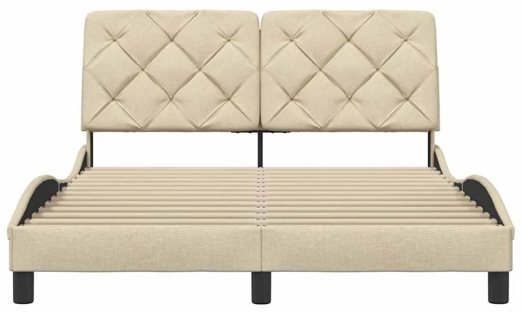 Estrutura de cama sem colchão 140x200 cm tecido cor creme