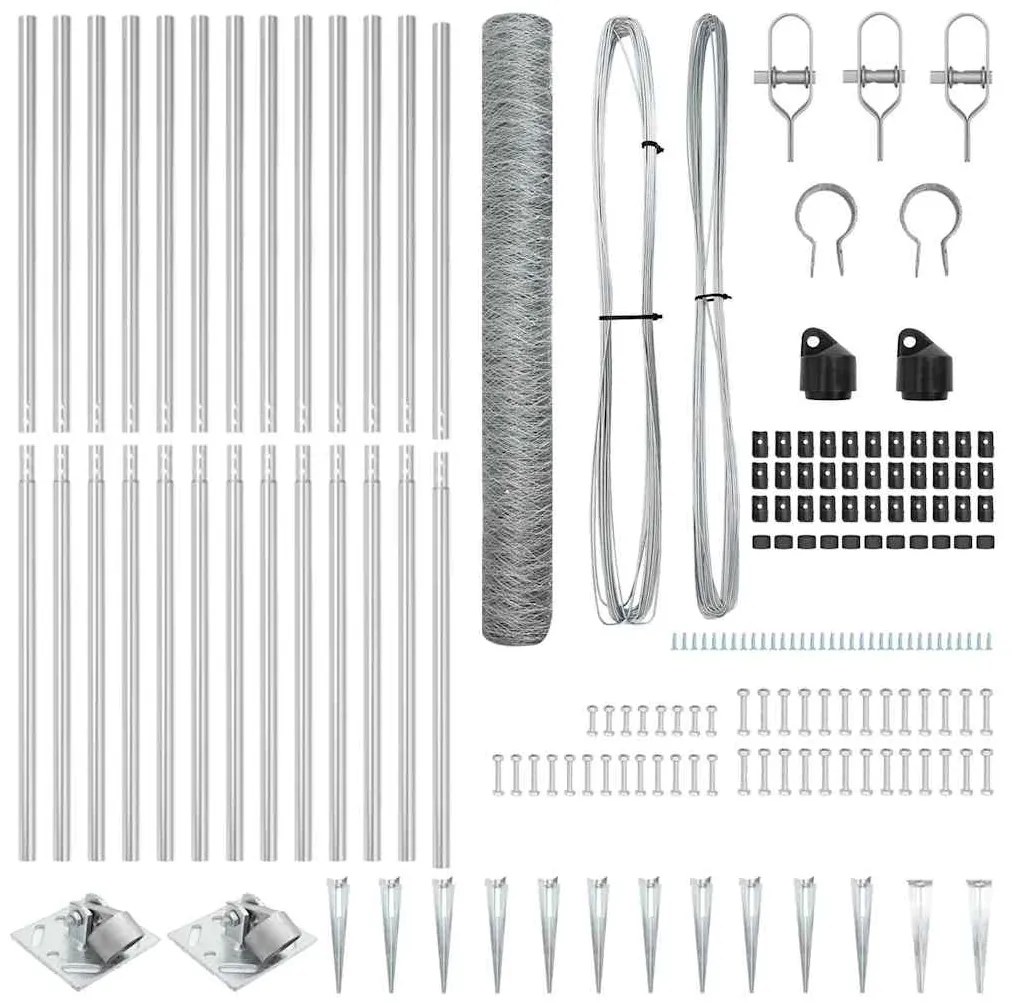 Conjunto de Cercas Conjunto de 2 Aço galvanizado 25 x 1,2 m