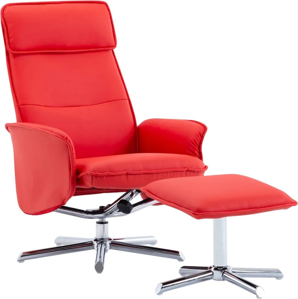 Cadeira reclinável c/ apoio de pés couro artificial vermelho