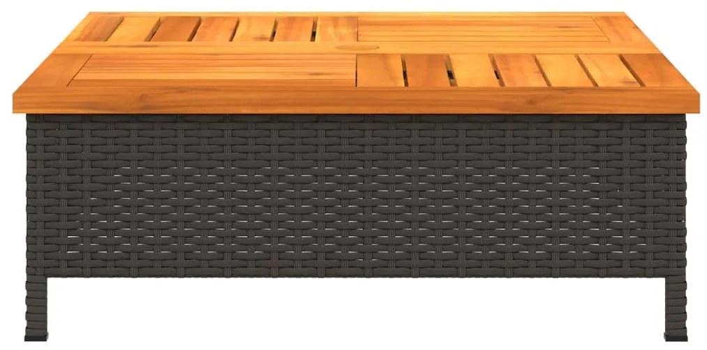 Mesa de jardim 70x70x25 cm vime e madeira de acácia preto