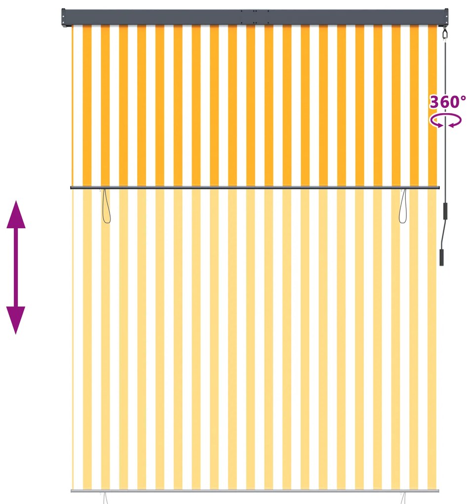 Cortina Rolô Exterior laranja e branco 220 x 250 cm tecido