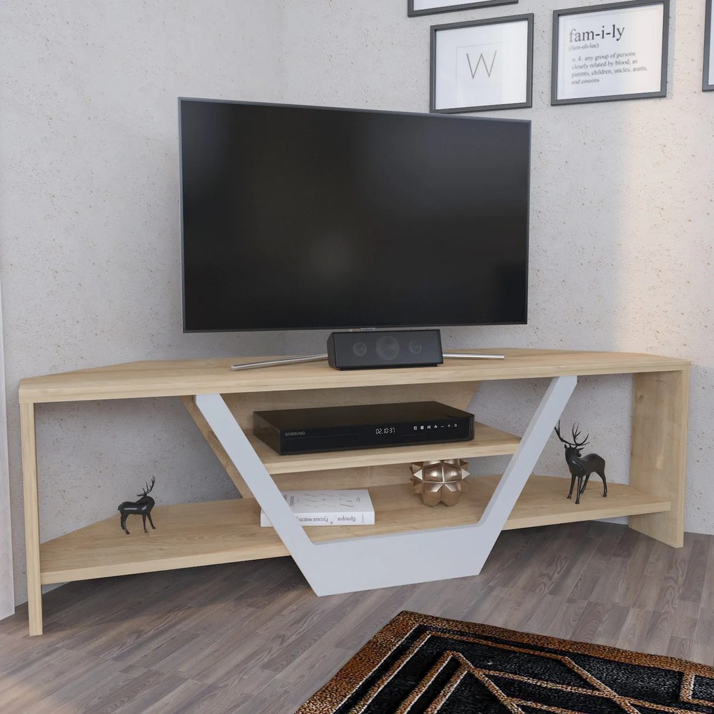 Móvel TV Sares – Branco Carvalho – 120x35x36,8 cm