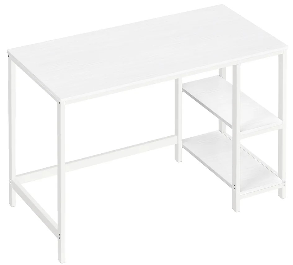 Mesa de computador VASAGLE, escrivaninha com 2 prateleiras à esquerda ou à direita, mesa de trabalho para escritório e sala de estar, estrutura de aço, moderna, branco bordo LWD047W44