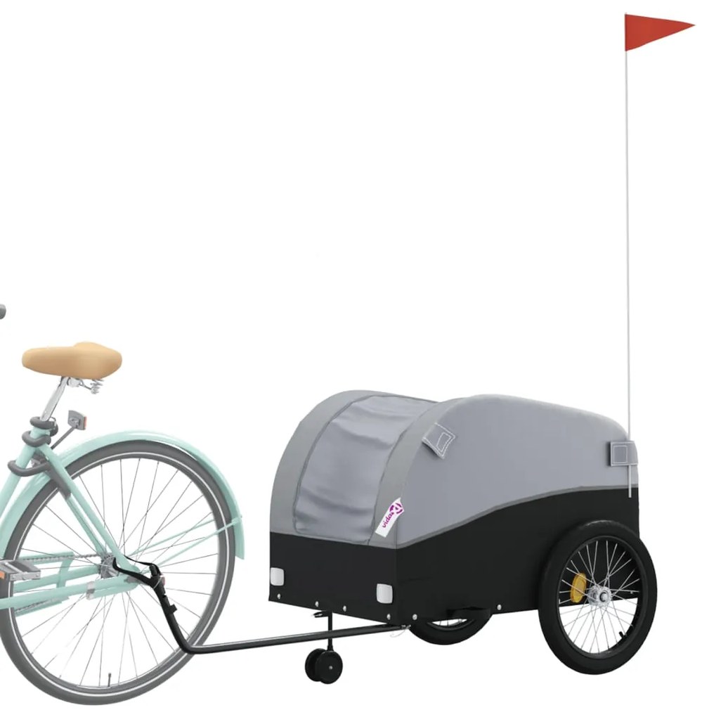 Reboque para bicicleta 45 kg ferro preto e cinza