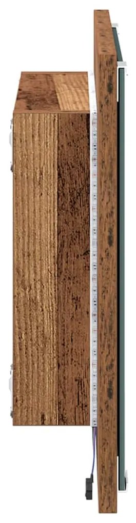 Espelho de Casa de Banho LED Madeira Velha 40x8.5x37 cm Madeira de Eng