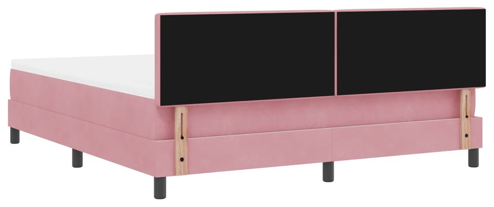 Cama Box Spring com Colchão Rosa Super King Veludo