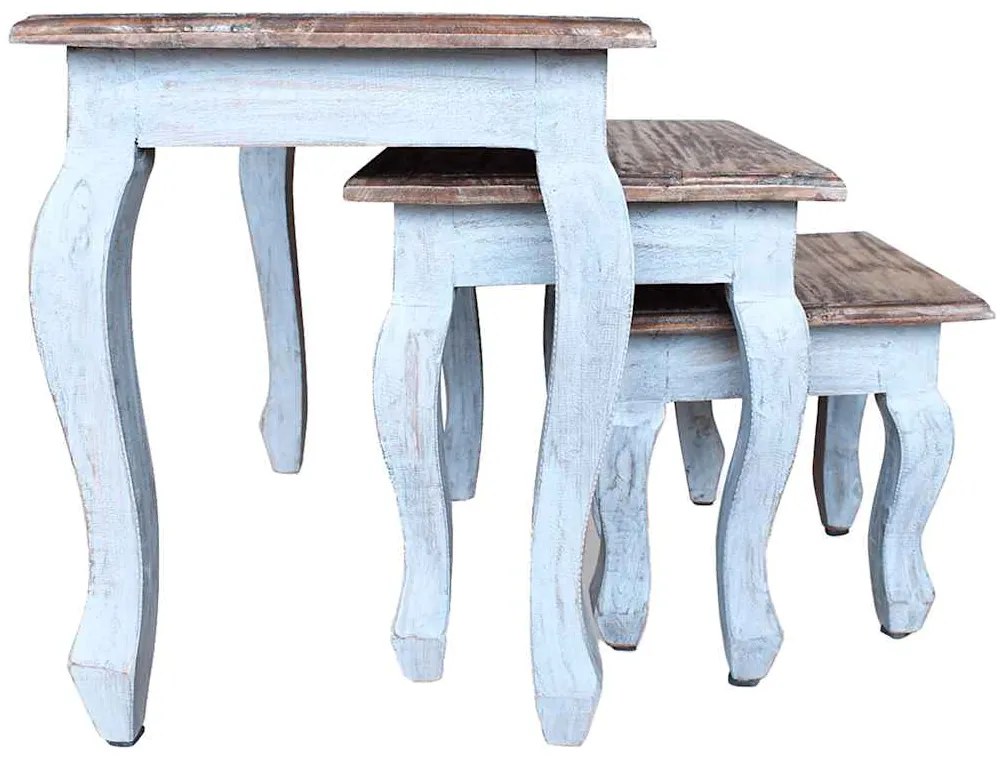 Conjunto de mesas de encastrar 3 pcs madeira de mogno maciça