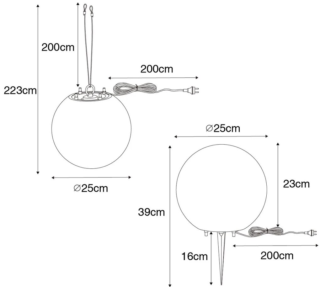 Candeeiro de suspensão moderno para exterior branco 25 cm IP65 - Nura Moderno