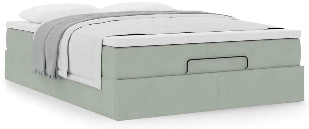 Estrutura de cama otomana com colchão 140x190 cm cinzento claro