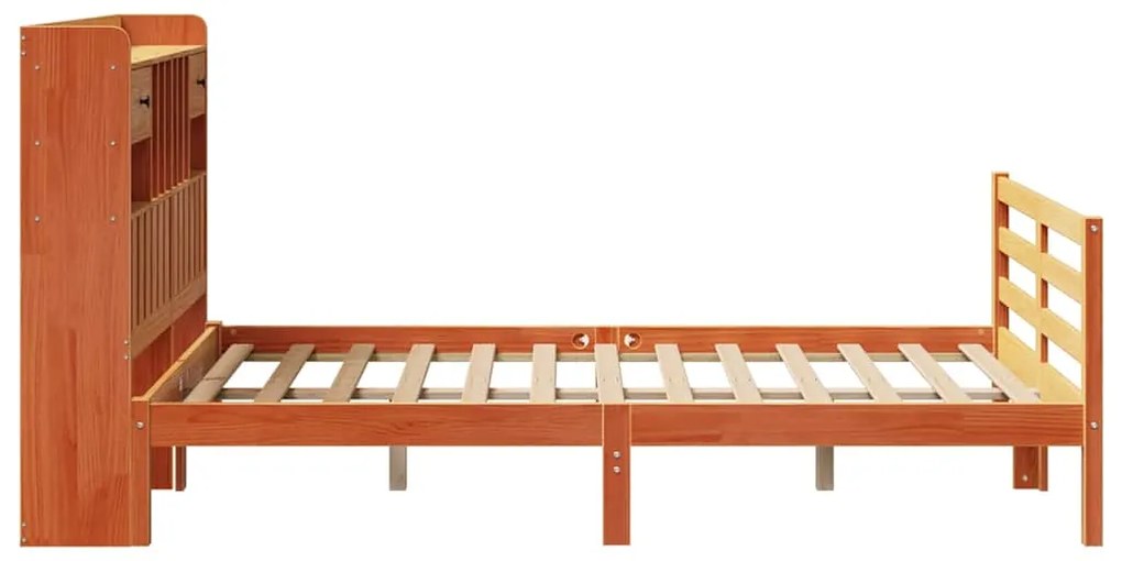 Cama c/ estante sem colchão 120x190cm pinho maciço castanho-mel