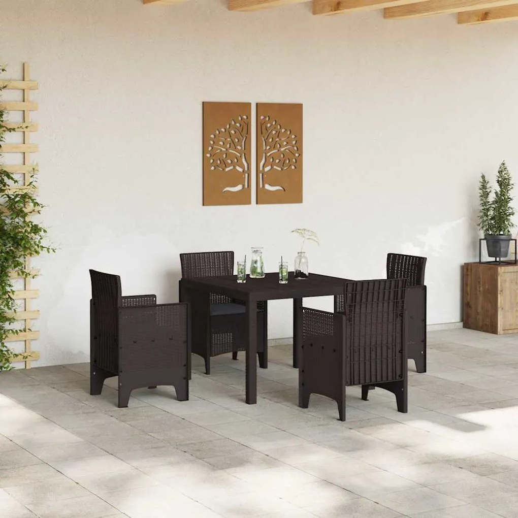 Conjunto de Jantar Jardim 5 pcs Castanho Polipropileno