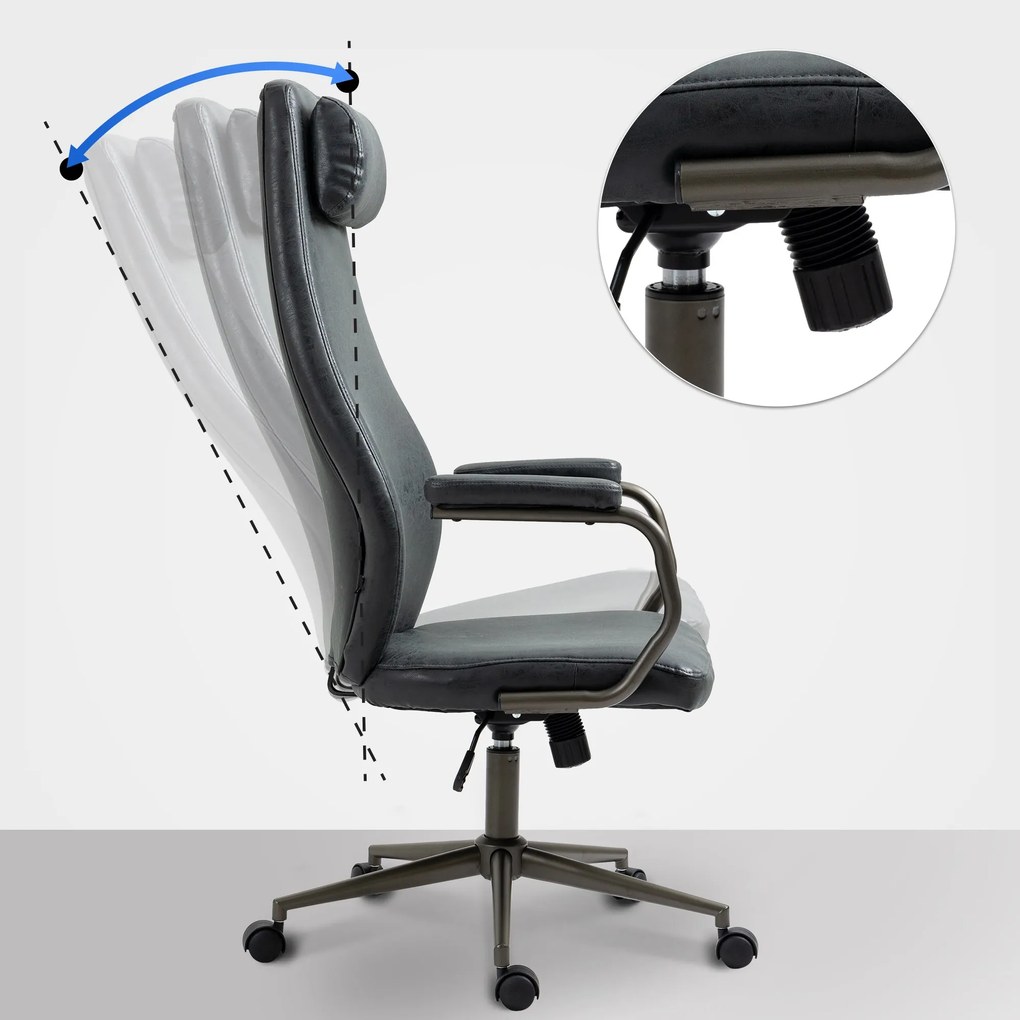 Cadeira de Escritório Pocatello Industrial Loft Estilo Antigo Preto