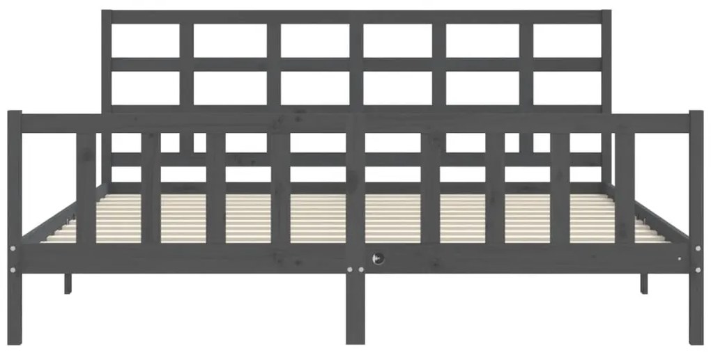 Estrutura de cama com cabeceira 200x200 cm madeira maciça cinza