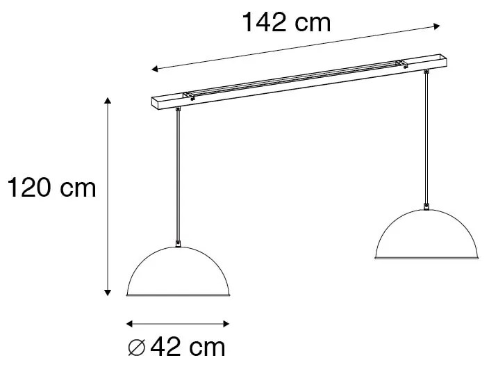 Candeeiro suspenso industrial preto/ouro 2-luzes - MAGNAX Industrial