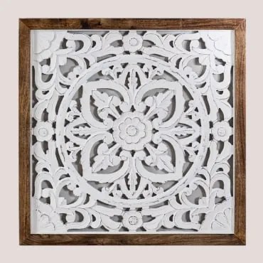 Painel Decorativo Quadrado 65x65 Cm Em Madeira Narmadas A - Sklum