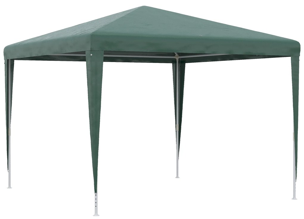 Outsunny Tenda Desmontável 3x3m Tenda de Jardim com 4 Orifícios de Drenagem e Estrutura de Aço para Pátio Campismo Verde