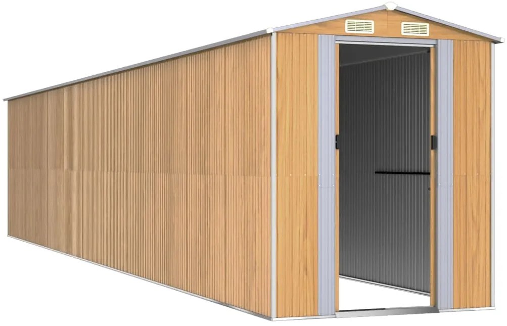 Abrigo de jardim 192x938x223 cm aço galvanizado castanho
