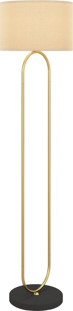 Candeeiro de pé com abajur em linho, casquilho E27, estilo moderno, com interruptor de pé, para sala de estar e quarto, 156 cm, dourado e preto