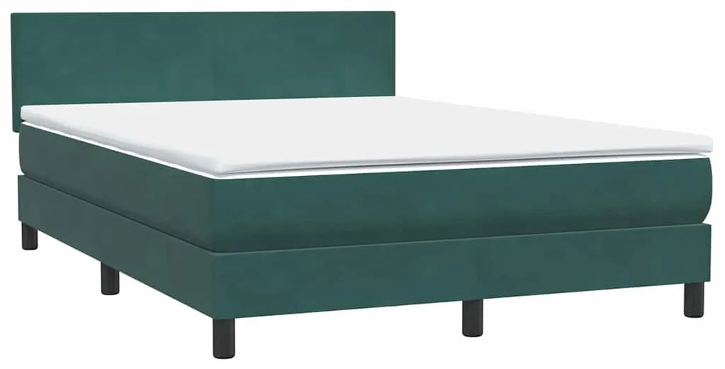 Box Cama primavera com Colchão Verde Escuro 140x210 cm Veludo