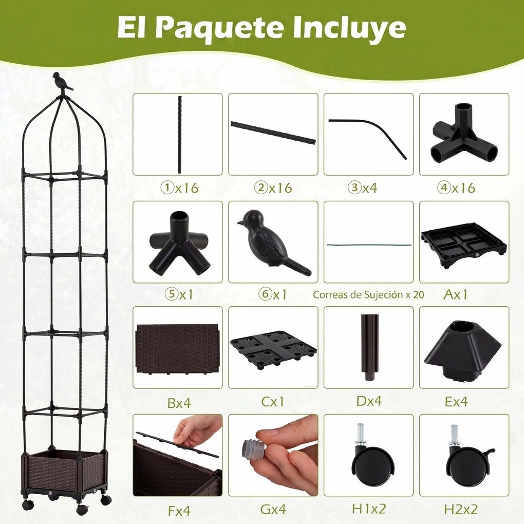 Floreira elevada para tomates com rega automática, altura ajustável de 95 a 200 cm, 4 rodas, suporte para plantas para pátio, terraço e jardim, preto