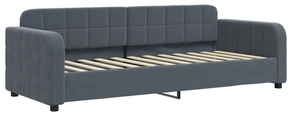 Sofá-cama com colchão 80x200 cm veludo cinzento-escuro