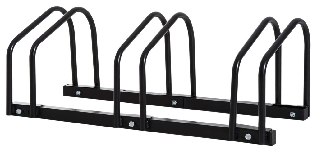 HOMCOM Suporte Estacionamento 3 Bikes Aço Robusto Interior Exterior Seguro 76x33x27cm Preto