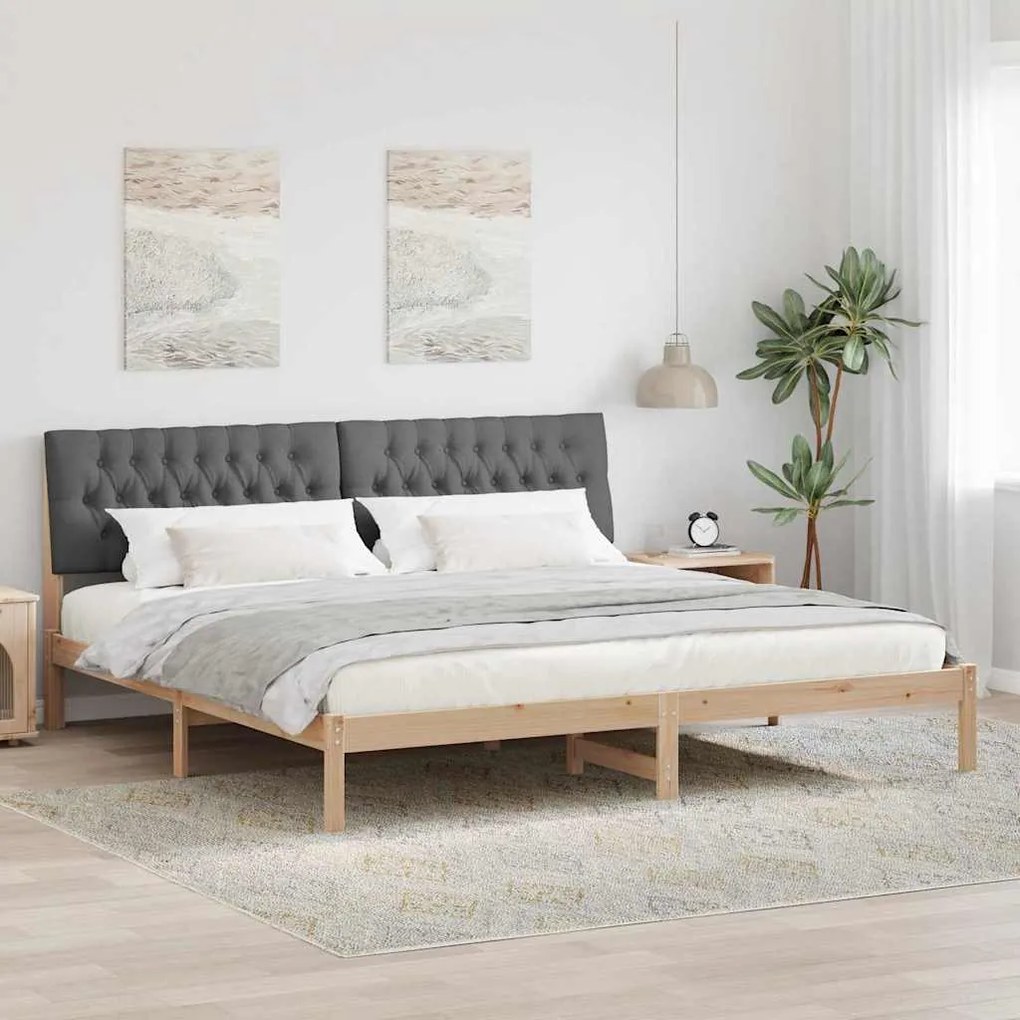 vidaXL Estrutura de Cama com Cabeceira Estofada Castanho 200 x 200 cm