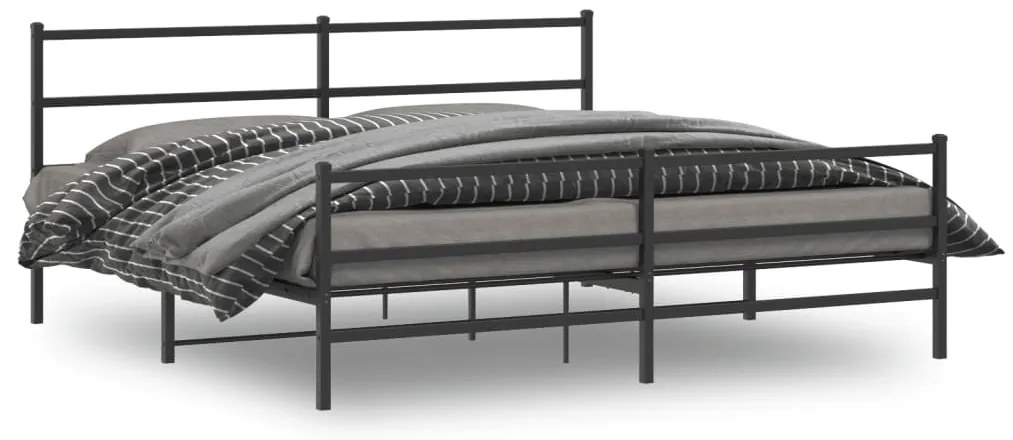 Estrutura de cama com cabeceira e pés 180x200 cm metal preto