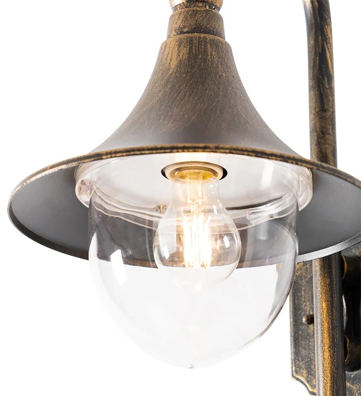 Candeeiro de parede exterior clássico dourado antigo IP44 - Daphne