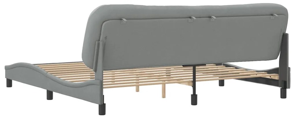 Estrutura de cama sem colchão 200x200 cm tecido cinzento-claro