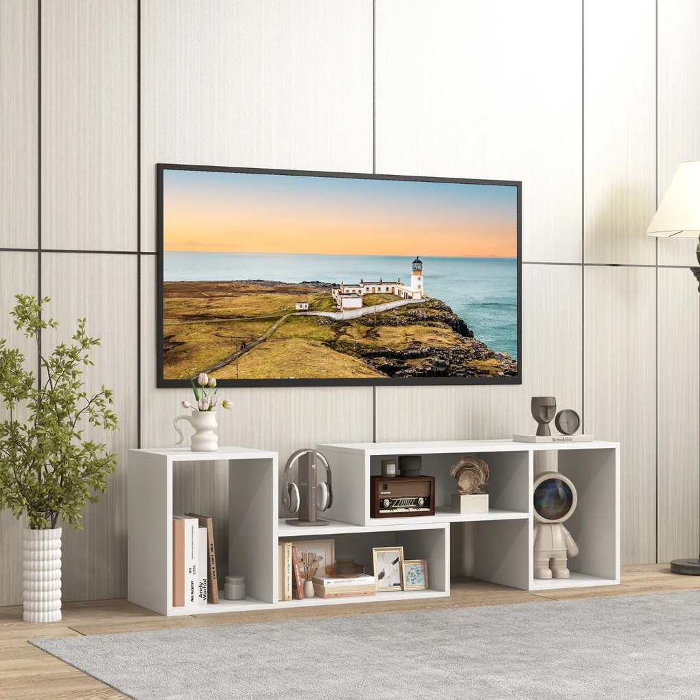 Móvel de TV de 2 peças para sala design inteligente 50/55/60 polegadas Branco