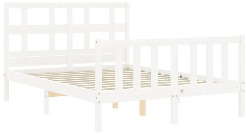 Cama sem colchão 140x190 cm madeira de pinho maciça branco