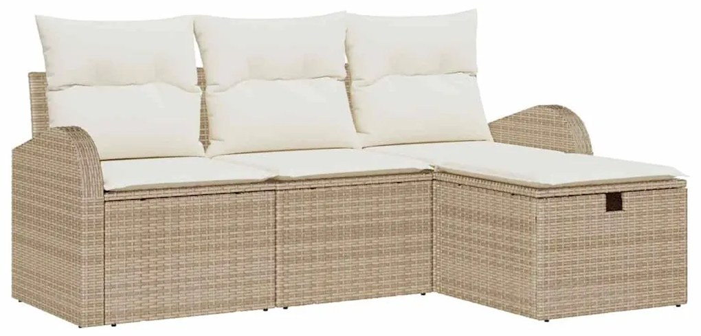 Conjunto de Sofá de Jardim 4 Peças com Almofadas de Rattan Sintético B
