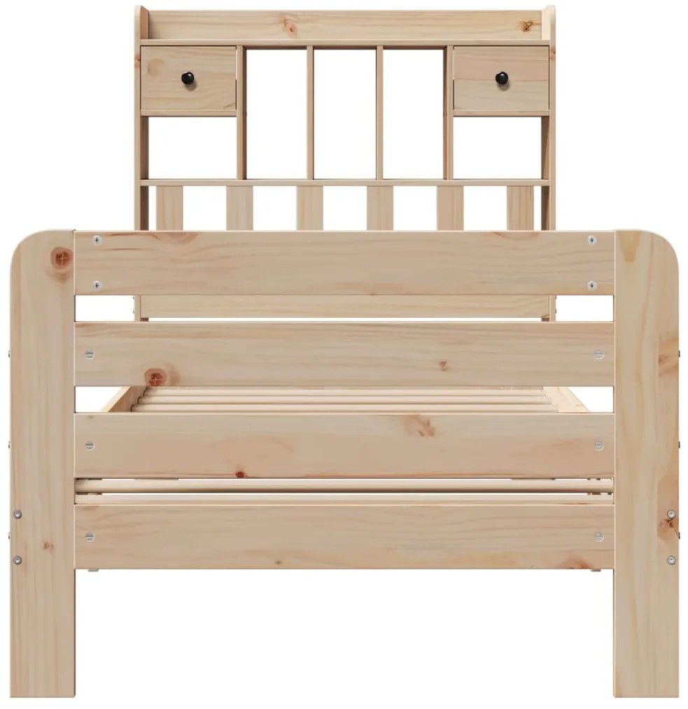 Cama com estante sem colchão 75x190 cm pinho maciço