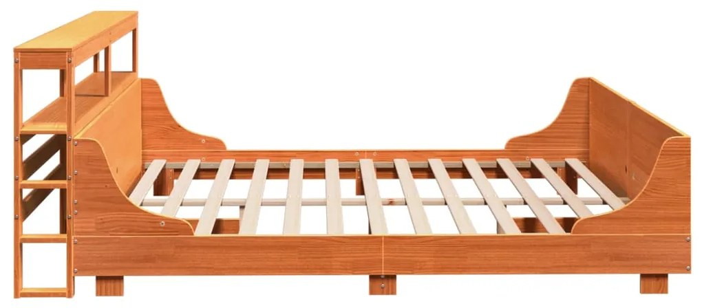 Cama sem colchão 200x200 cm pinho maciço castanho-mel