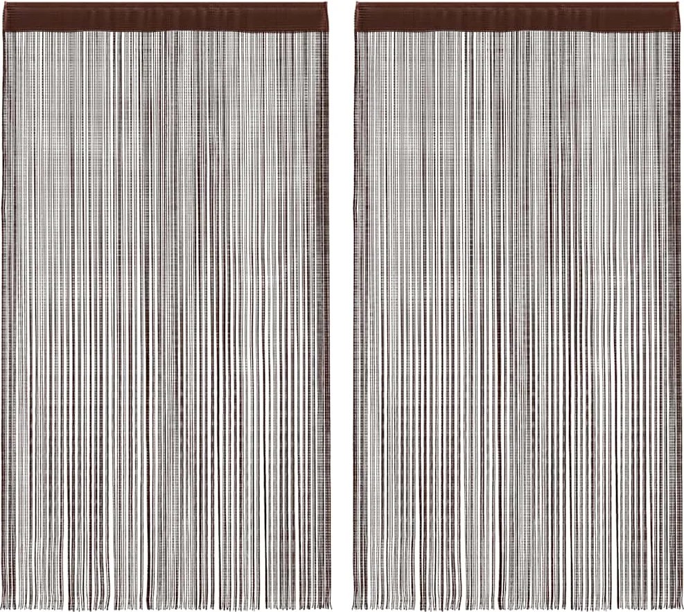 vidaXL Cortinas de fios 2 pcs 100x250 cm castanho