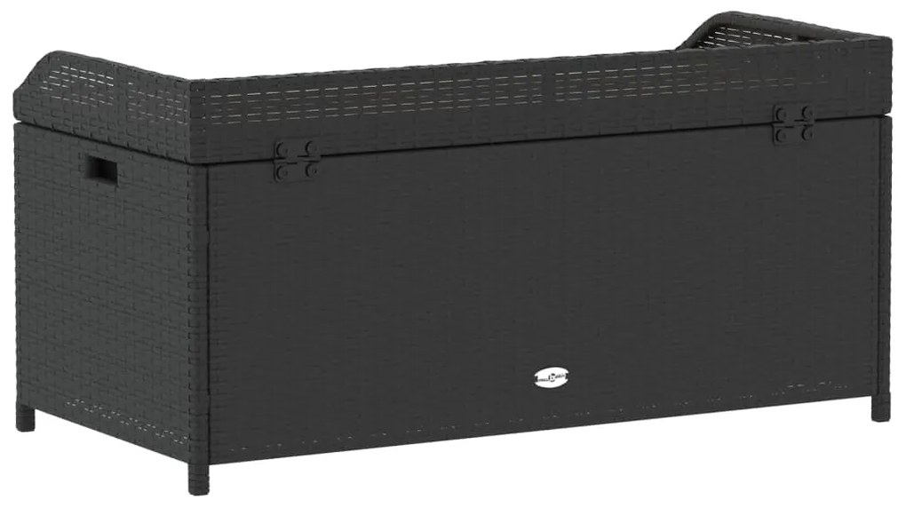 Banco de arrumação 100x50x52 cm vime PE e madeira acácia preto