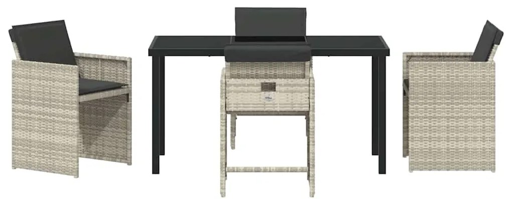 Conjunto de Jantar de Jardim com Almofadas Cinza Claro Rattan Poly