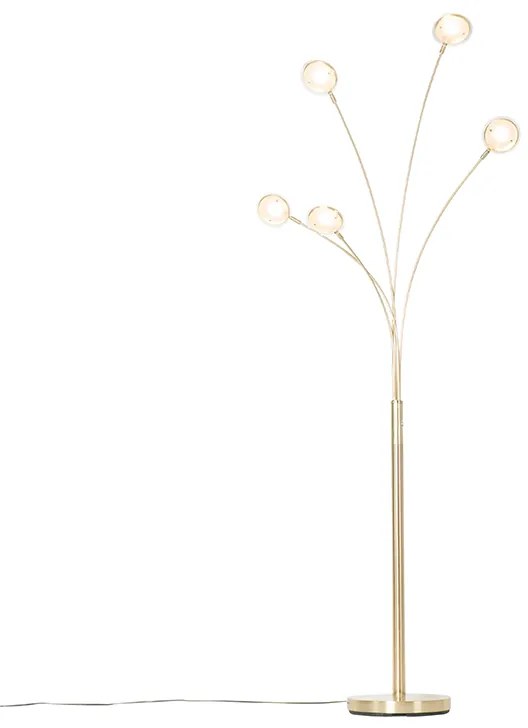 Candeeiro de pé design latão incl. LED 5 luzes - Sixties Trento Design