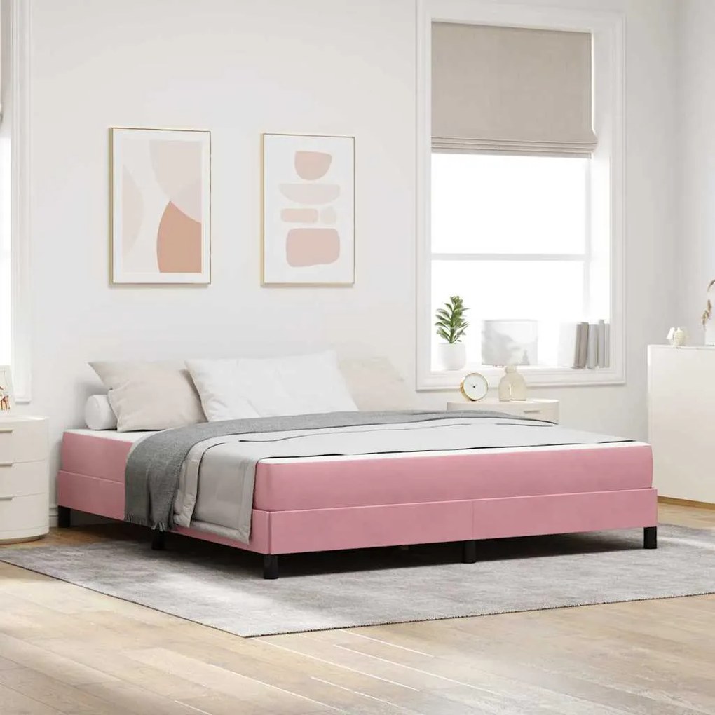 vidaXL Cama Box com colchão Rosa 180 x 220 cm tecido