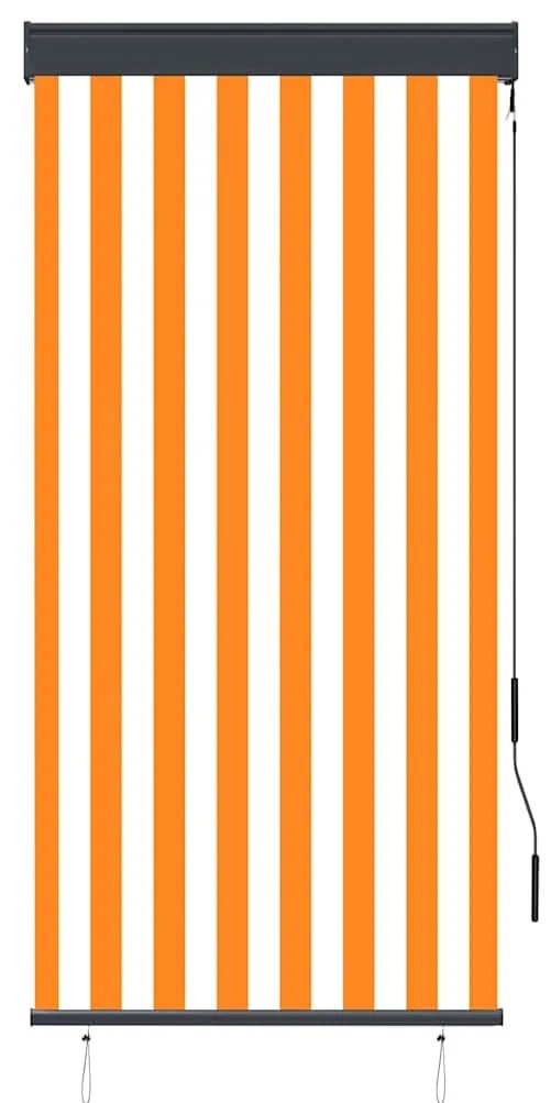 Estore de rolo para exterior 80x250 cm branco e laranja