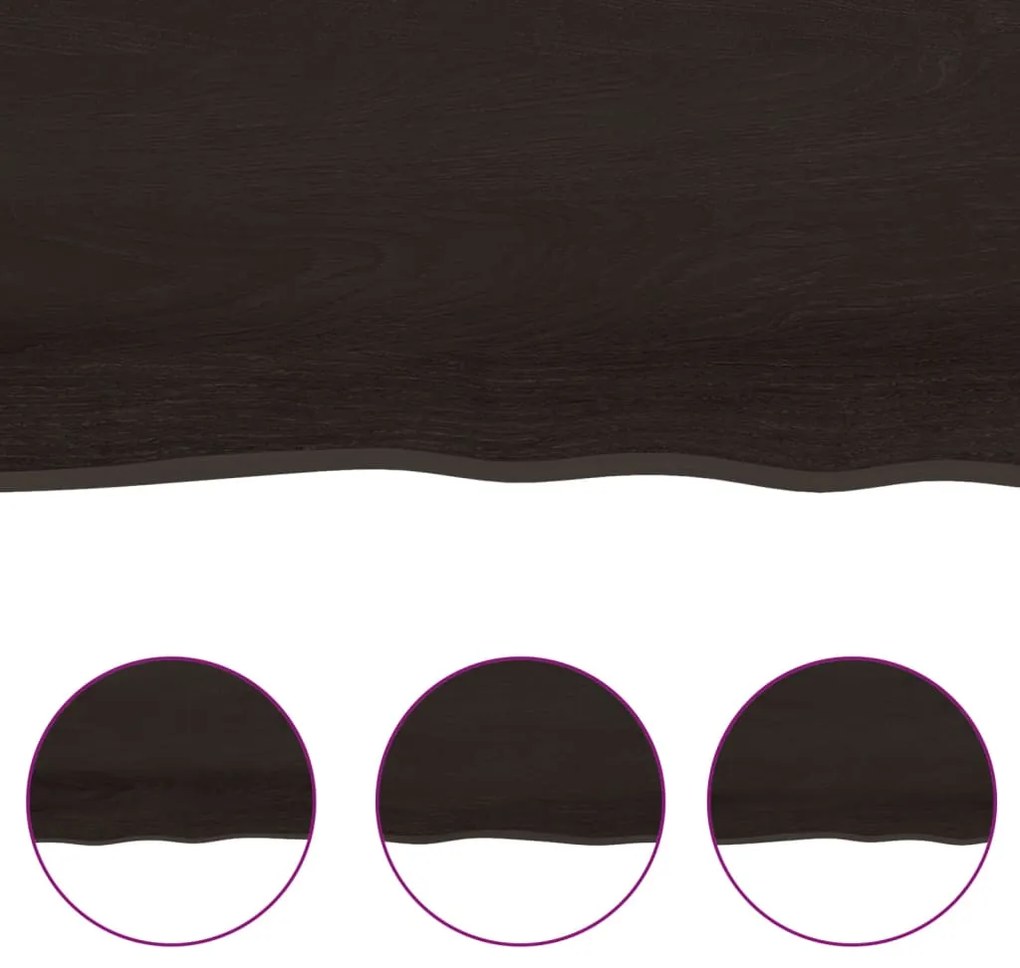 Tampo de mesa 140x50x(2-6) cm carvalho tratado castanho-escuro