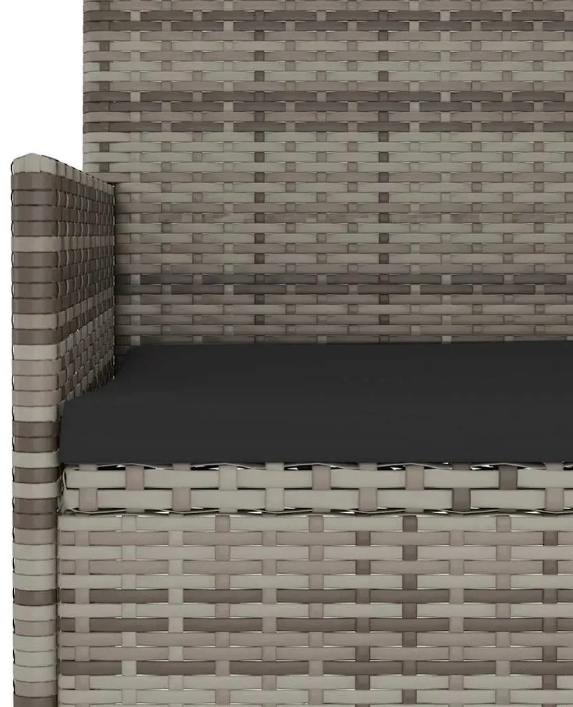 4 pcs conjunto lounge de jardim c/ almofadões vime PE cinzento