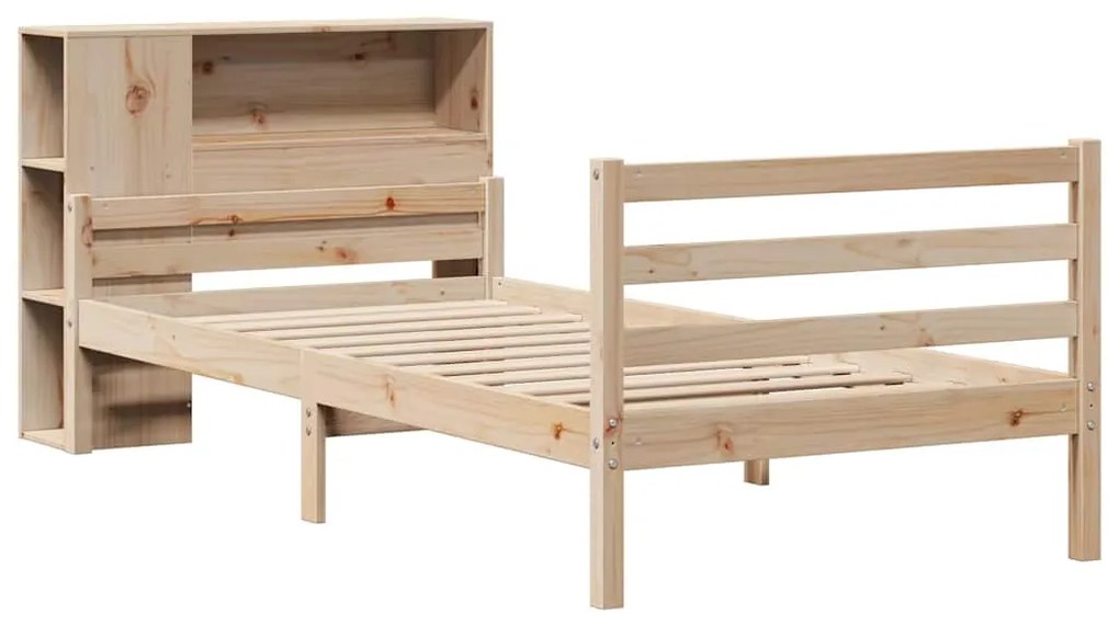 Cama com estante sem colchão 100x200 cm pinho maciço