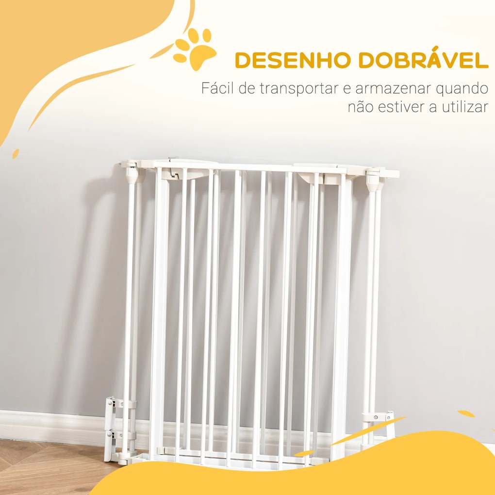 Barreira de Segurança para Animais de Estimação Barreira Dobrável de 5 Painéis 180x74,5 cm Branco