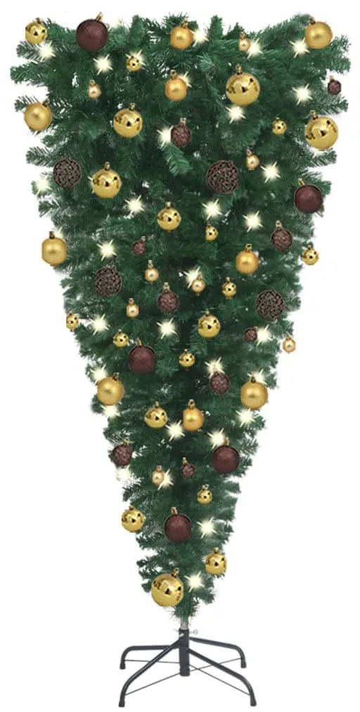 3078014 vidaXL Árvore Natal artificial pré-iluminada invertida c/ bolas 120 cm