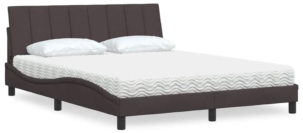 vidaXL Cama com colchão 160x200 cm tecido castanho-escuro